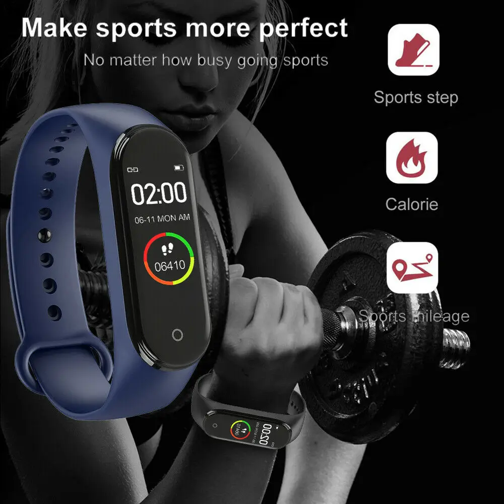 Новые умные часы M4 смарт-браслет 4 фитнес-трекер спортивный браслет кровяное давление, умные часы монитор здоровья браслет