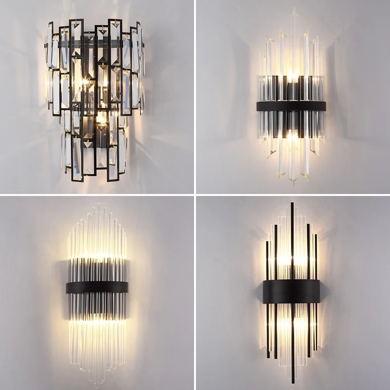 Modern crystal wall lamp gold sconce lights AC110V 220V fashion luxury lustre living room bedroom light fixtures