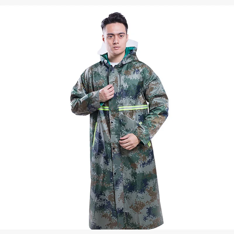 Camouflage green Водонепроницаемый пончо и накидки высокой интенсивности Светоотражающие полосы человек непроницаемый Пончо длинный утолщение ПВХ клей дождевик открытый - Цвет: Camouflage green