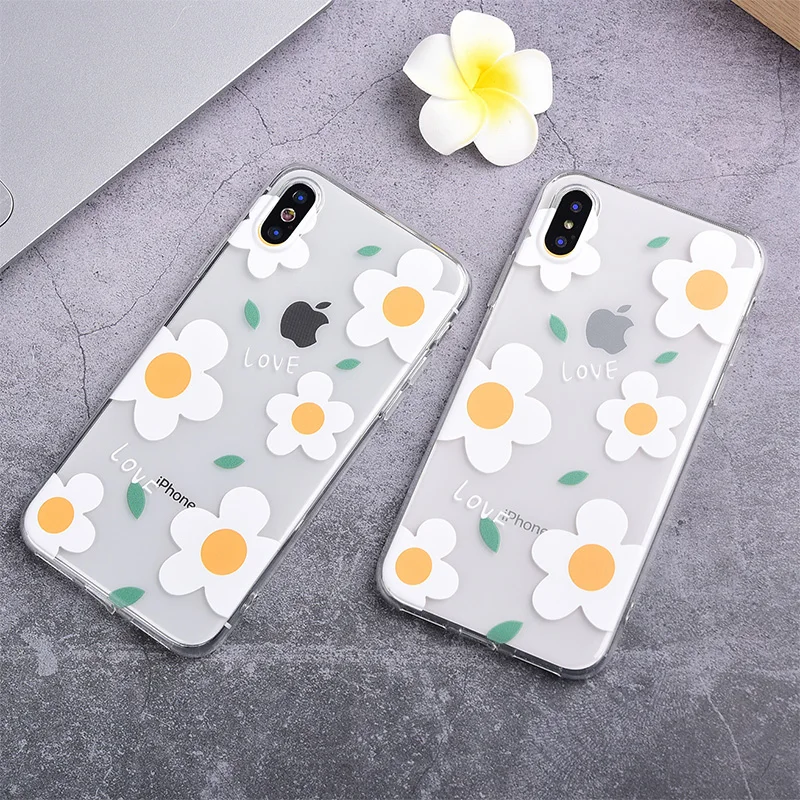 Роскошный белый мягкий чехол Feverfew из ТПУ с цветами для Apple iPhone X XS XR MAX 8 7 6 6s Plus
