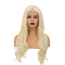 RONGDUOYI#613 блонд, длинные волнистые парики на кружеве, парики для косплея, синтетический парик для женщин со средней частью, бесклеевые волосы из теплового волокна