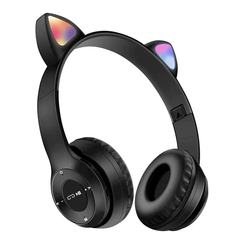 2021 Cute Cat Ears Bluetooth 5.0 Wireless Headphone With Mic Can Control LED Kid Girl Stereo Music Helmet Phone Headset Gift