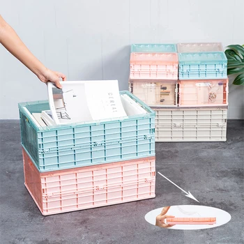 

Foldable Storage Box Plastic Toy Makeup Organizer with Cover Books Container Car Trunk Boxes Case Home Organization and Storages