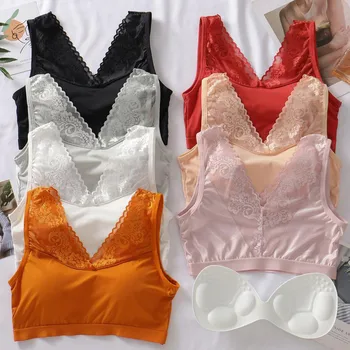 

Bras for women plus size padded ladies bh super thin push up bralette gather cotton crop tops sexy brassiere young girl 2020