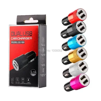 

Universal Dual usb ports Aluminium Alloy 2.1A Auto power adapter for iphone 7 8 x Samsung android phone mp3 pc gps with box