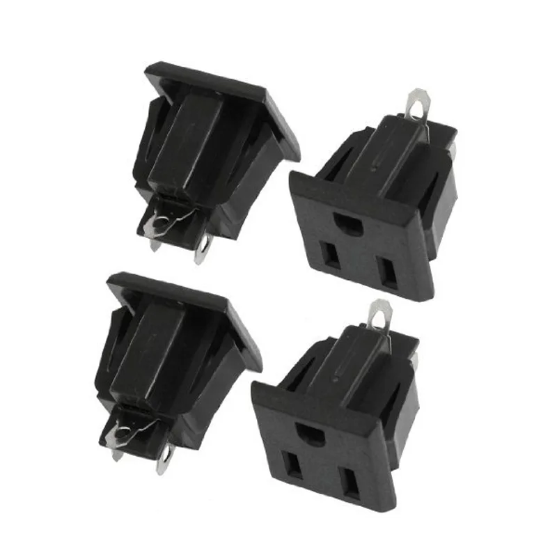10 Pcs Panel Mount US 3 Pins Power Socket Plug Black Supply Adapter AC 125V 15A JS21