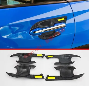 

Carbon Fiber Style Door Handle Bowl Cover Cup Trim Molding Garnish For Toyota Rav4 2019 2020