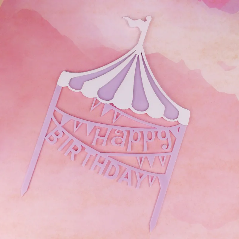 1 шт. кавайный конфетный цвет парк развлечений торт топперы для детей на день рождения двухслойный акриловый торт Топпер С Днем Рождения Торт Декор