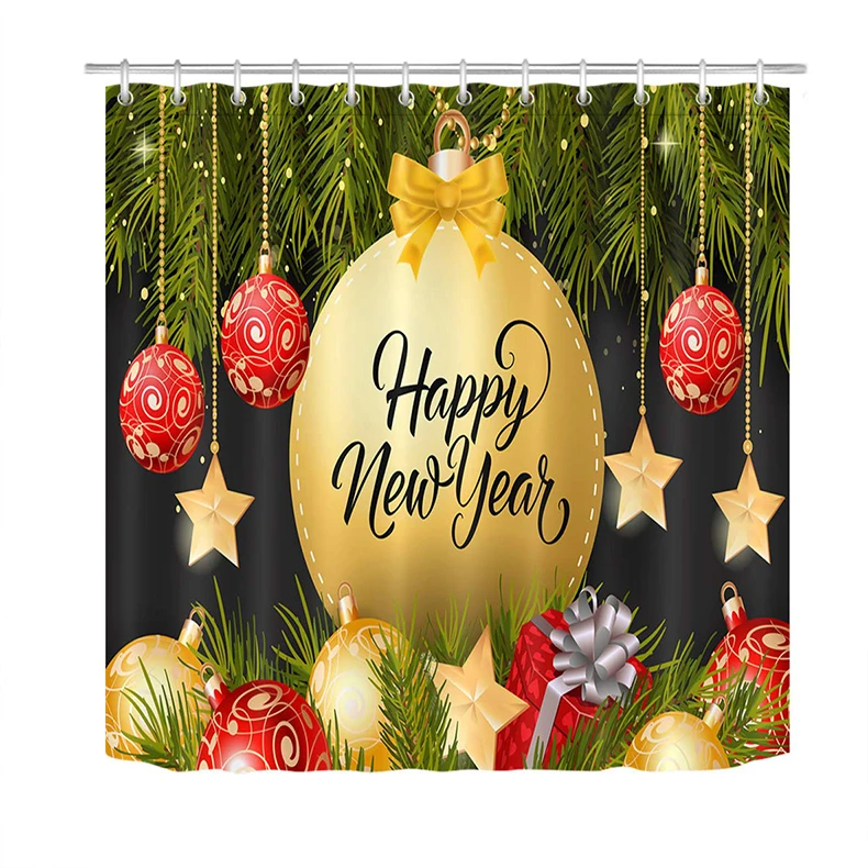 Merry Christmas набор для ванной Снеговик Дед Мороз Санта колокольчик лося узор водонепроницаемый Душ шторы Туалет крышка коврик нескользящий ковер
