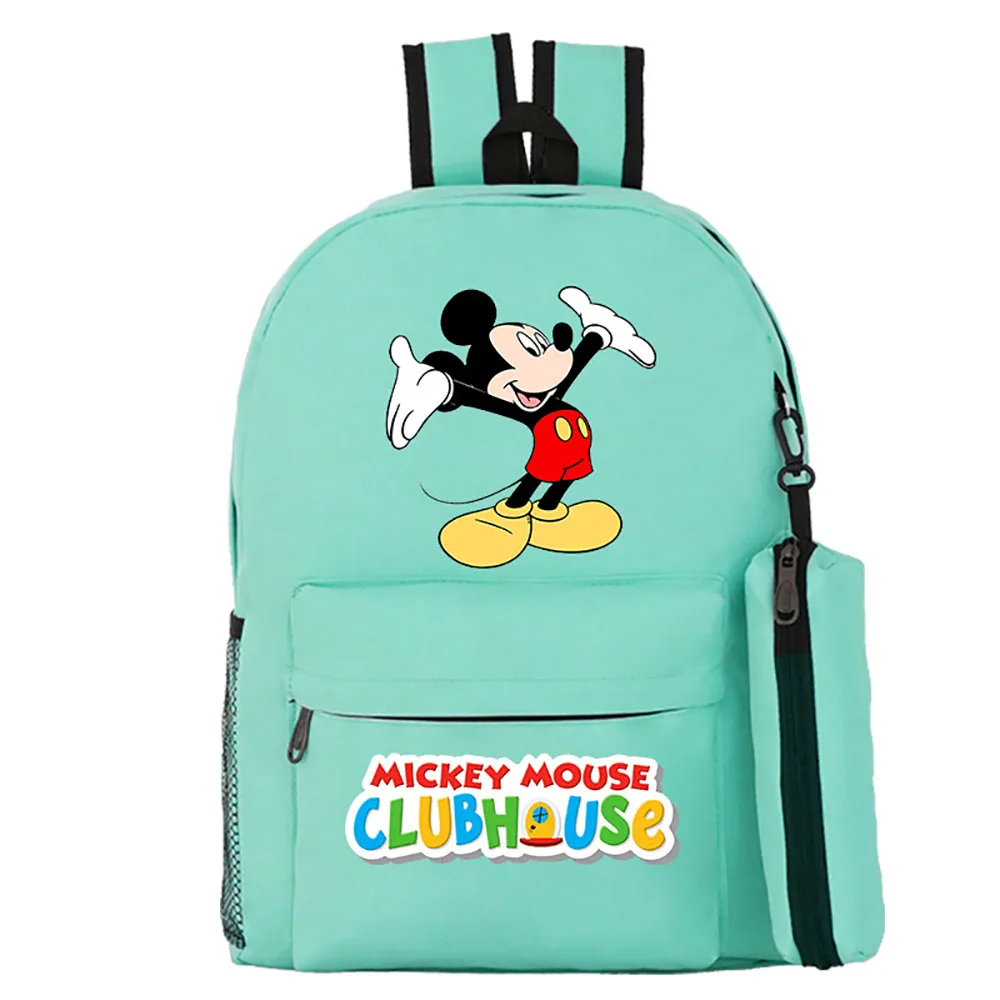 Disney Anime Cartoon Mouse Surrounding Pattern Print Backpack+Pencil Case Leisure Student School Bag Boys Leisure Two-Piece Suit