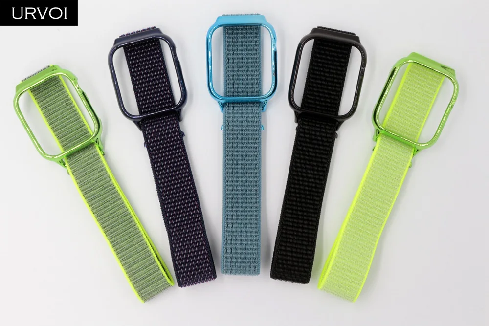 URVOI Спортивная петля для apple watch series 54 3 2 1 полоса светоотражающий ремешок для iwatch с корпусом ПК тканый нейлоновый дышащий ремешок