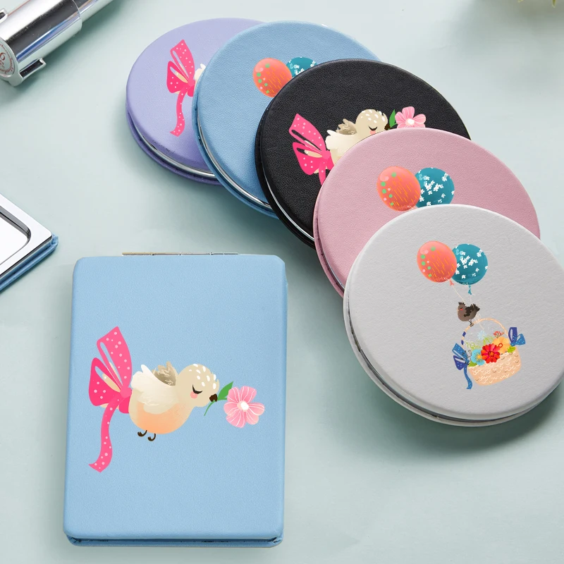 

Funny Creative Pattern Portable Makeup Mirror With 2 Face For Student Mini Pocket Cosmetic Compact Vanity Mirrors Espejo Woman