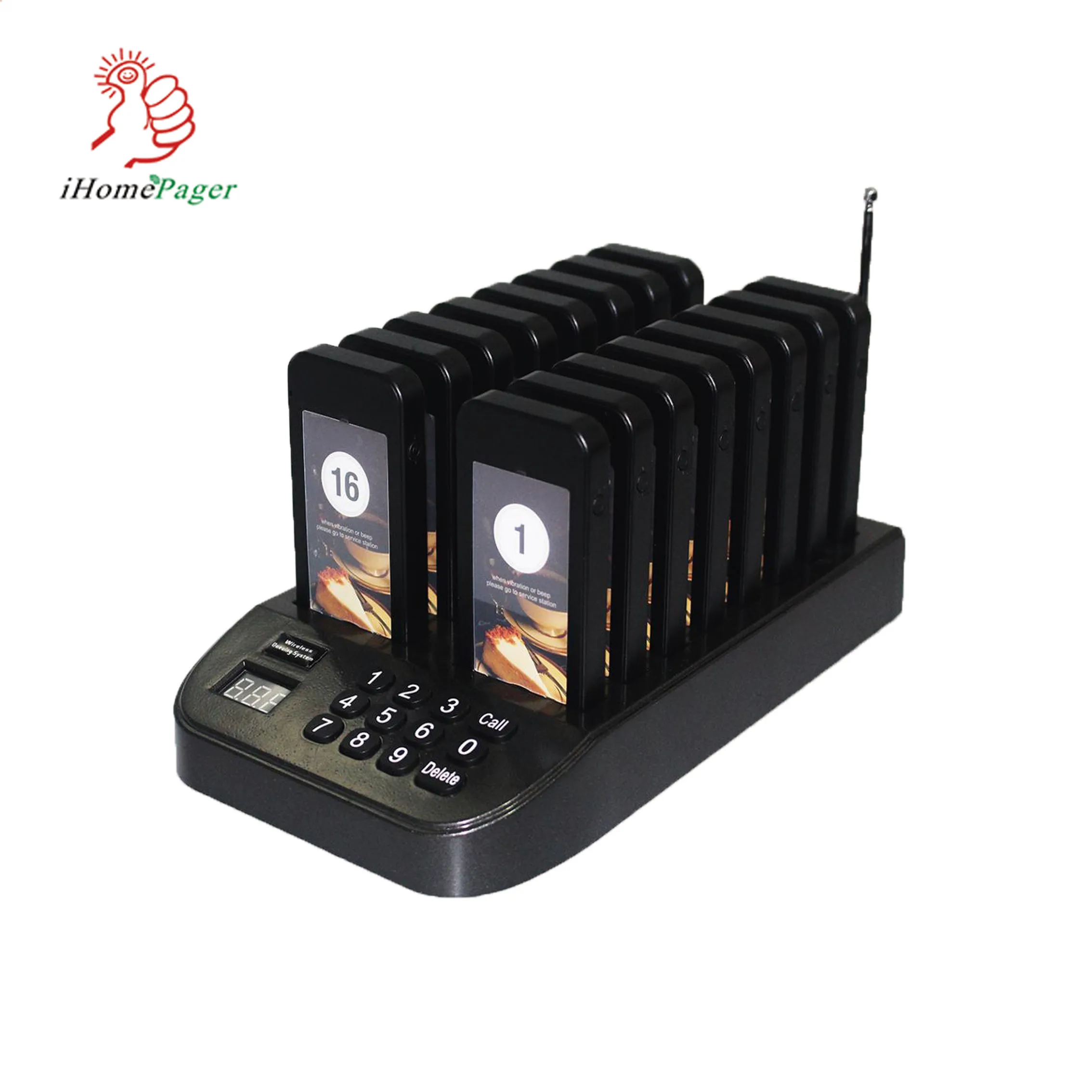 

wireless guest paging system number caller page 1 base 16 pager number caller vibration pager restaurant 4S sweet shop 433mhz
