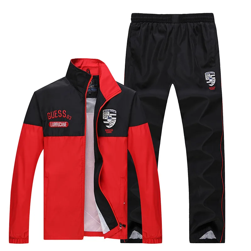 Brand Running Sets Mens Clothes Tracksuit Set Windproof Polyester Sportwear Jogger Jacket Keep warm Two Piece Track Pants