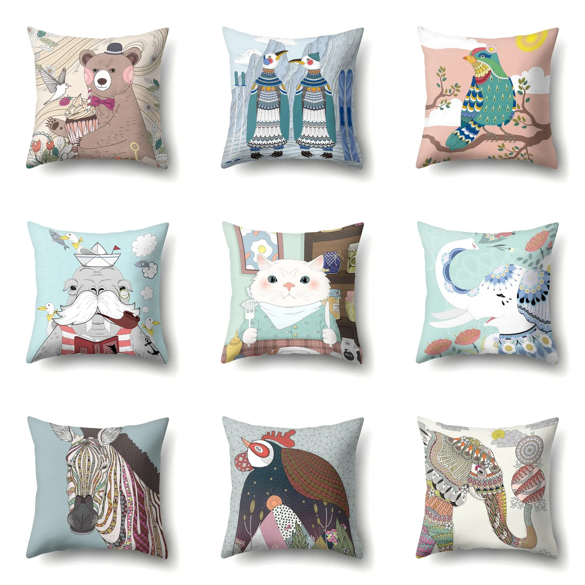 Animal Pattern Single-Sided Pillow Cover Office Hug Throw Pillowcase Lumbar Cushion Polyester Simple Sofa Case | Дом и сад