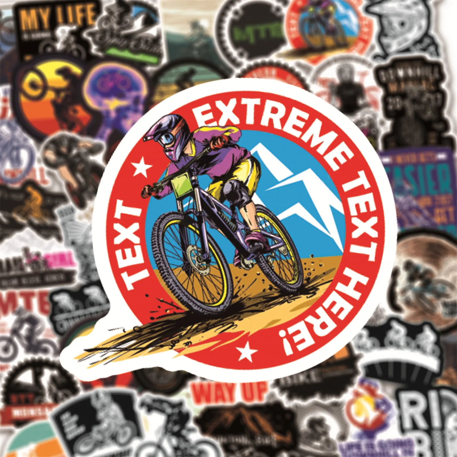 10/50/100pcs Mountain Bike Stickers Waterproof Outdoor MTB Bicycle Decal Vinyl For DIY Laptop PC Skateboard Luggage decorative stickers custom stickers colorful stickers