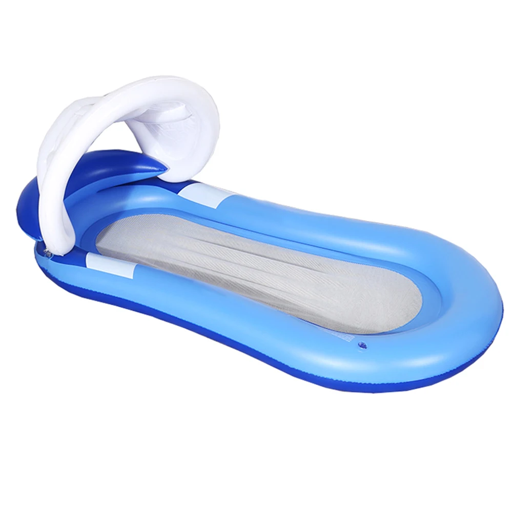 blue Надувной бассейн поплавок с навесом гамак плавающая кровать Lounge стул Drifter плавательный бассейн пляж с солнцезащитным козырьком - Цвет: blue