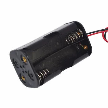 

High Quality AA Battery Holder 6V for 4 x AA Batteries Black Plastic Storage Box Case Dual Layers With Wire Lead