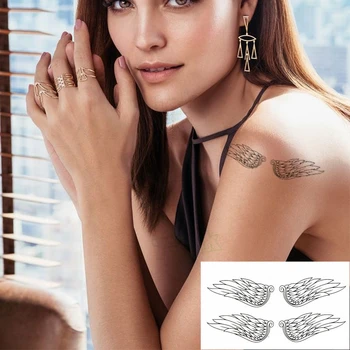 

Temporary Tatoo Sticker Black and white angel demon wing totem Water Transfer fake tatto stickers flash tatoo for men women kids