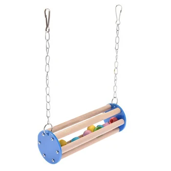 

Wooden Rolling Ball Cockatiel Chew Bite Educational Entertainment Pet Bird Parakeet Swing Toy Buckles Decoration Hanging Parrot
