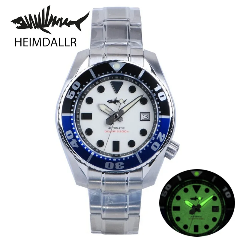 

Heimdallr Men's Diver Watch MM200 Sapphire Stainless Steel NH35 Automatic Movement 20Bar Water Resistant Full C3 Green Luminous