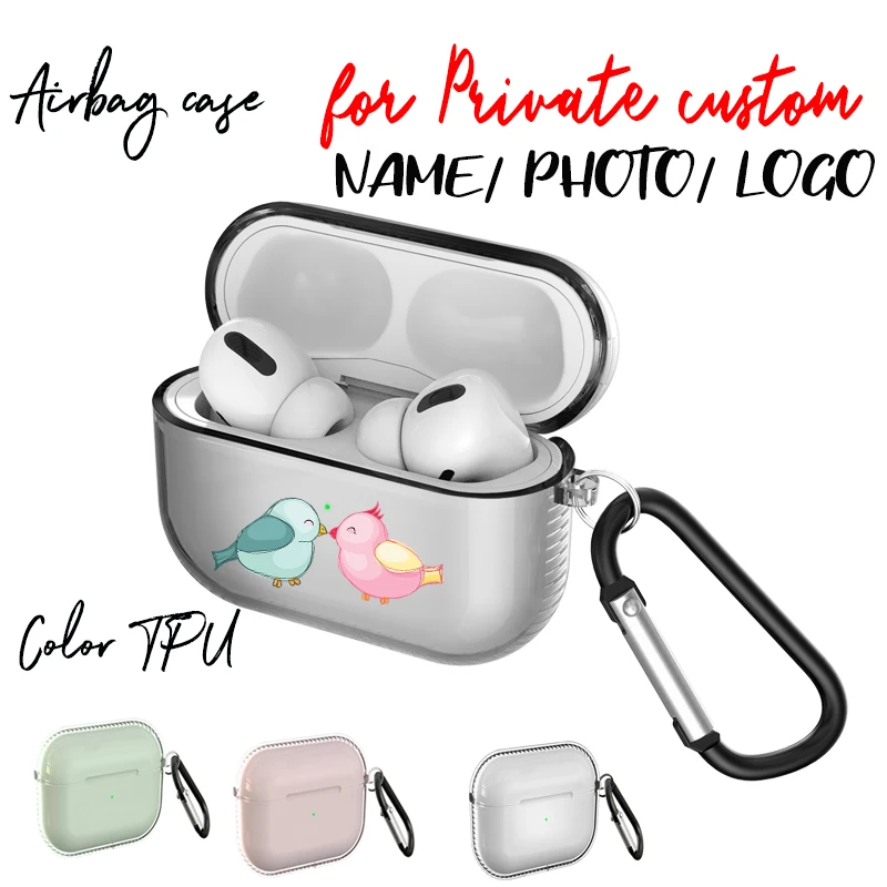 Цветной чехол из ТПУ для Airpod Pro с брелоком шеи защитное индивидуальное имя DIY