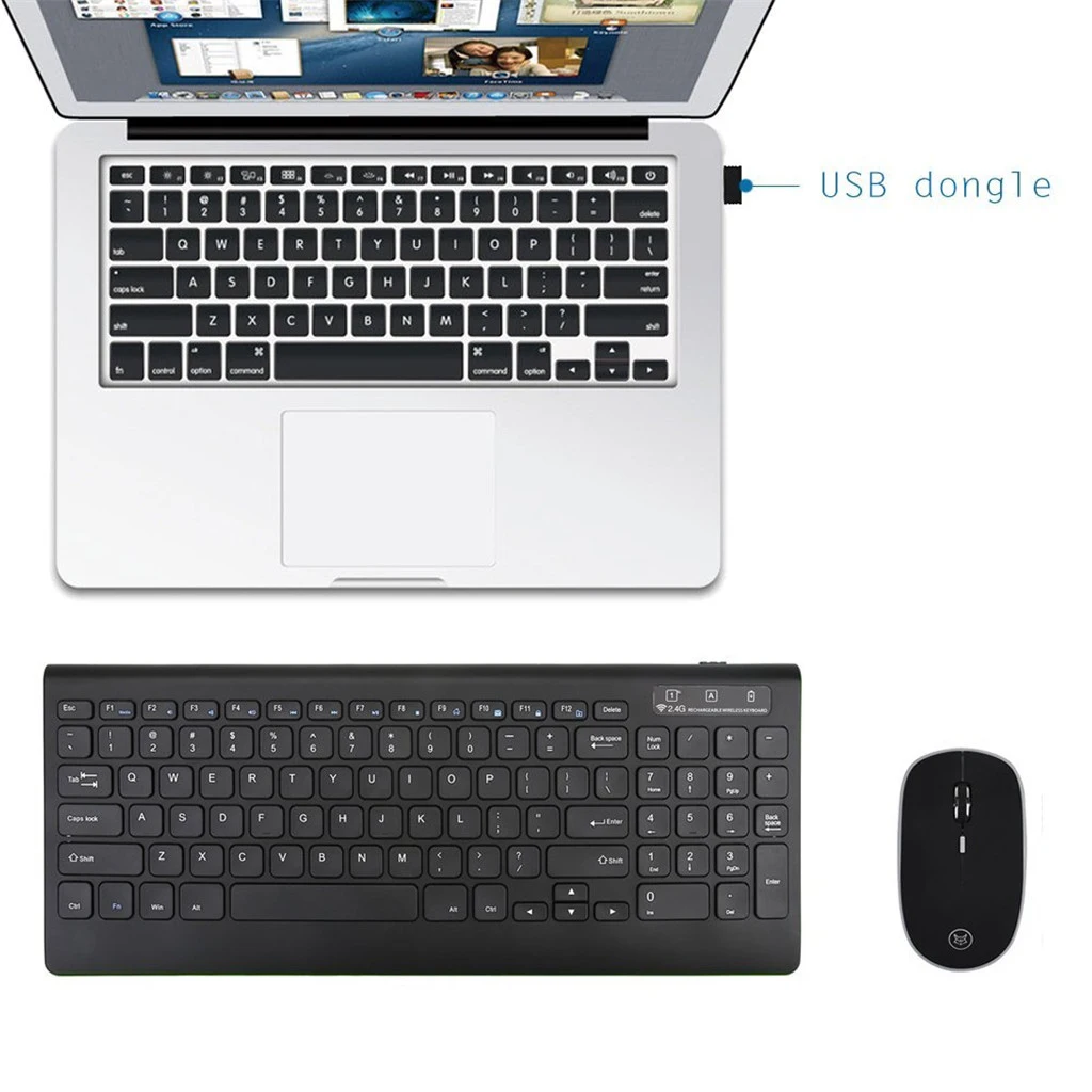 2.4Ghz Wireless Keyboard + Mouse Combo for iOS Windows 10/7/XP Android Laptop PC Wireless Mice And Keyboard Set W/ USB Receiver