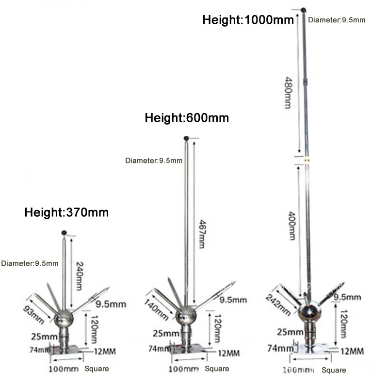New 37CM ThreePole Brass Lighting Rod Detachable Copper Lightning