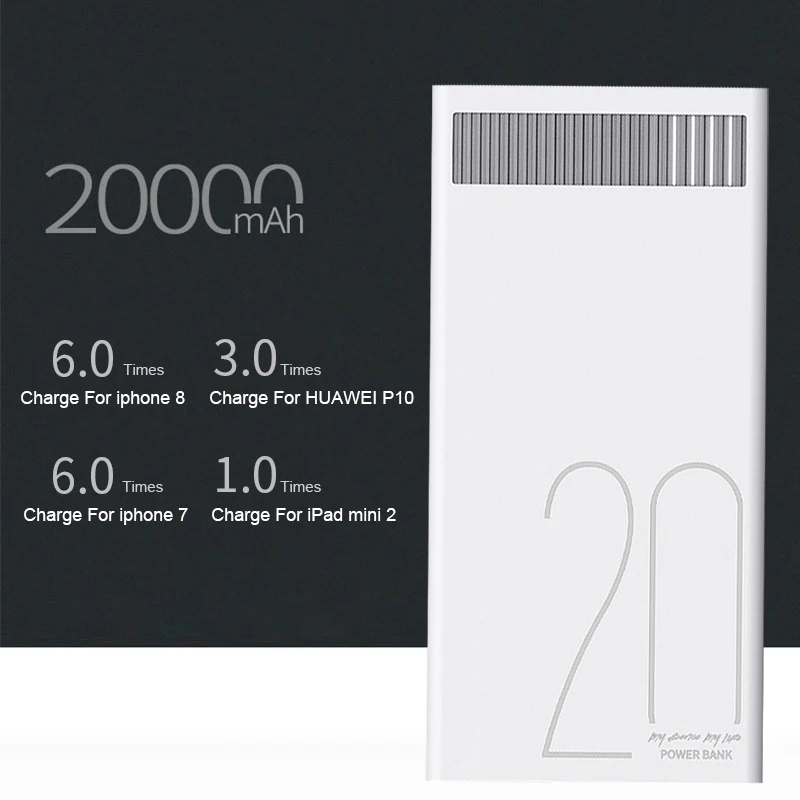 remax 2.4A 20000Mah Dual Usb полимерная Портативная зарядка Мобильная мощность быстрое зарядное устройство для всех электронных устройств
