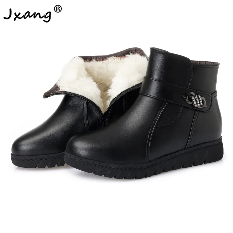 

JXANG 2020 Wool Snow Boots Women Ladies Warm High Quality Shoes Plush New Fashion Zipper Ankle Boots Platform Woman Winter Boots