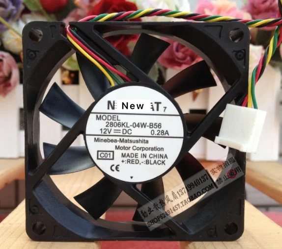 4 провода 70x70x15 мм охлаждающий вентилятор для сервера NMB-MAT 2806KL-04W-B56 C02 DC 12V 0.28A |
