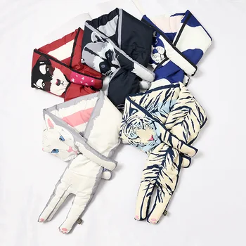 

New Autumn and Winter Thick Animal Down Cotton Scarf For Women All-match Keep Warm Neckerchief For Students Shawls Lady
