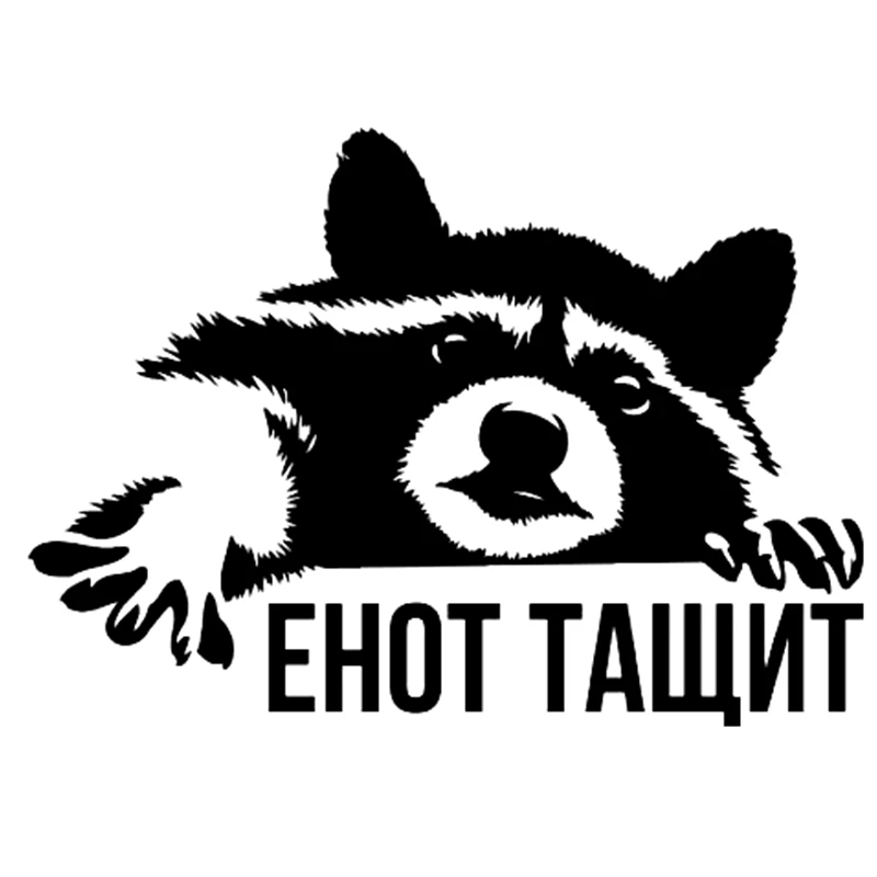 Dawasaru енот забавная наклейка на автомобиль виниловая серебристый/черный для