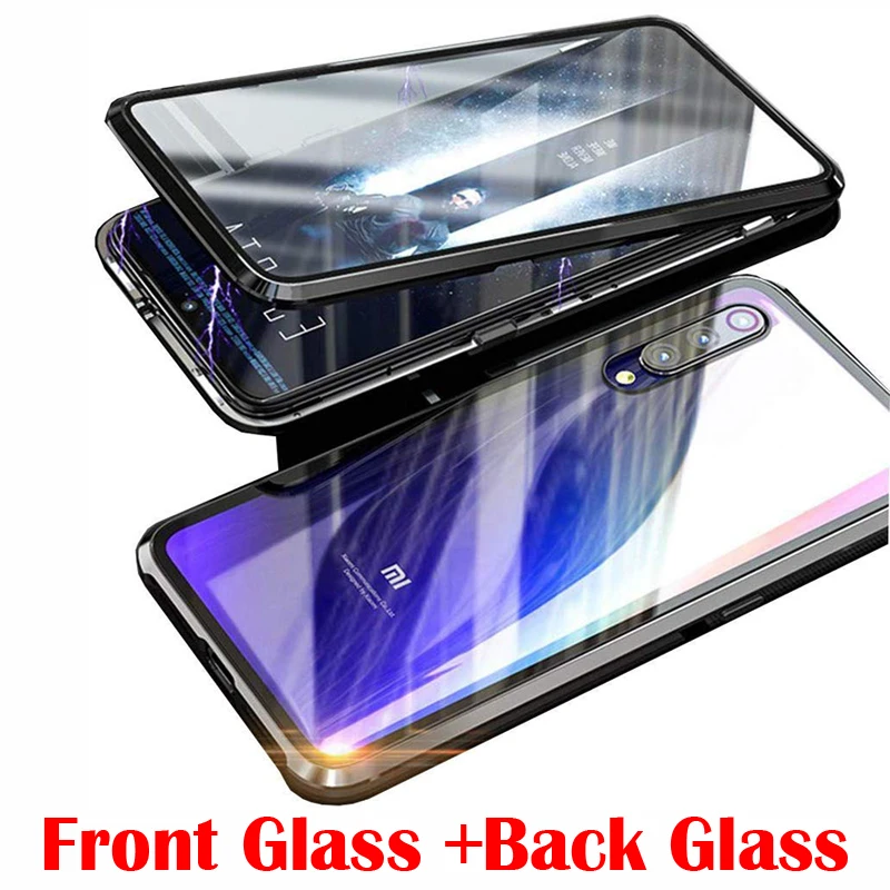 

Double Side 360 Degree Magnetic Adsorption Metal Glass Case For Xiaomi Mi CC 9 9E 9T Redmi Note 7 K20 Pro CC9 Phone Case Cover