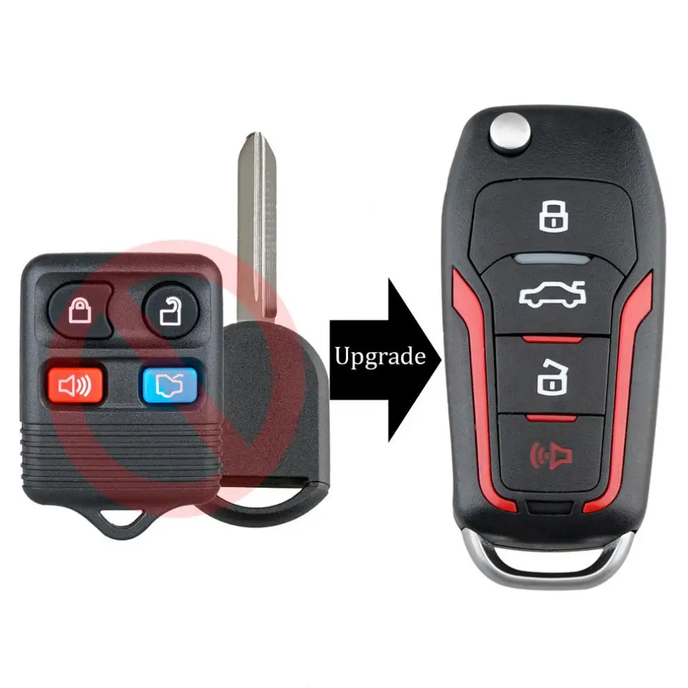 315MHz 4 Buttons Upgraded Replacement Flip Car Remote Key with 4D63 80Bit Chip Fit for Ford Mustang Edge Explorer F-150 / F-250