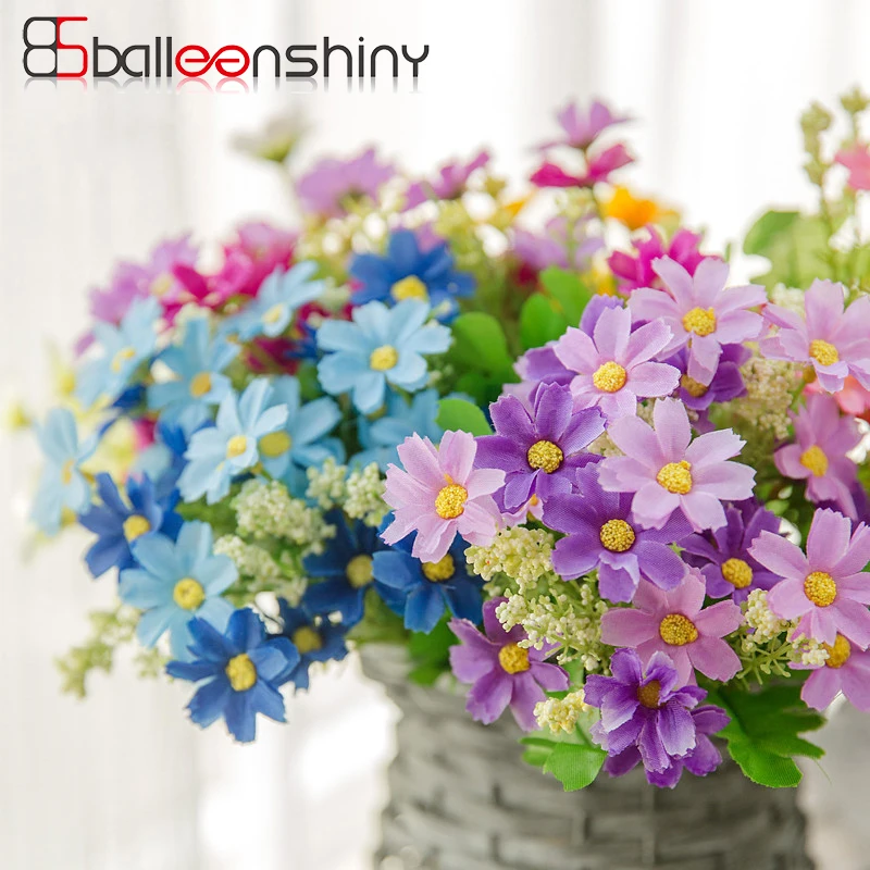 

BalleenShiny 7 Fork Artificial Orchid Chrysanthemum Shelf Window Small Ornaments Silk Flower Small Potted Plant Home Decoration