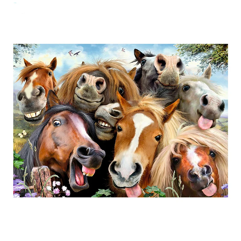 Алмазная живопись 5D сделай сам с изображением лиц животных лошадей Новая игрушка