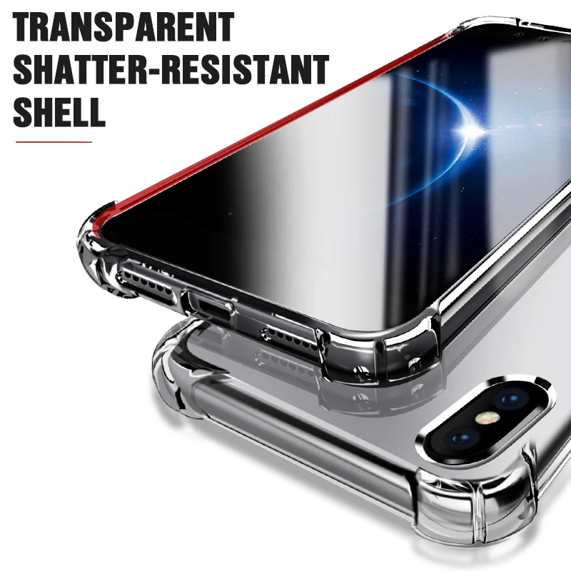 Противоударный силиконовый чехол для телефона для iphone X XS Max XR 6 6S 7 8 Plus Прозрачная защитная задняя крышка на iphone 11 pro Max чехол