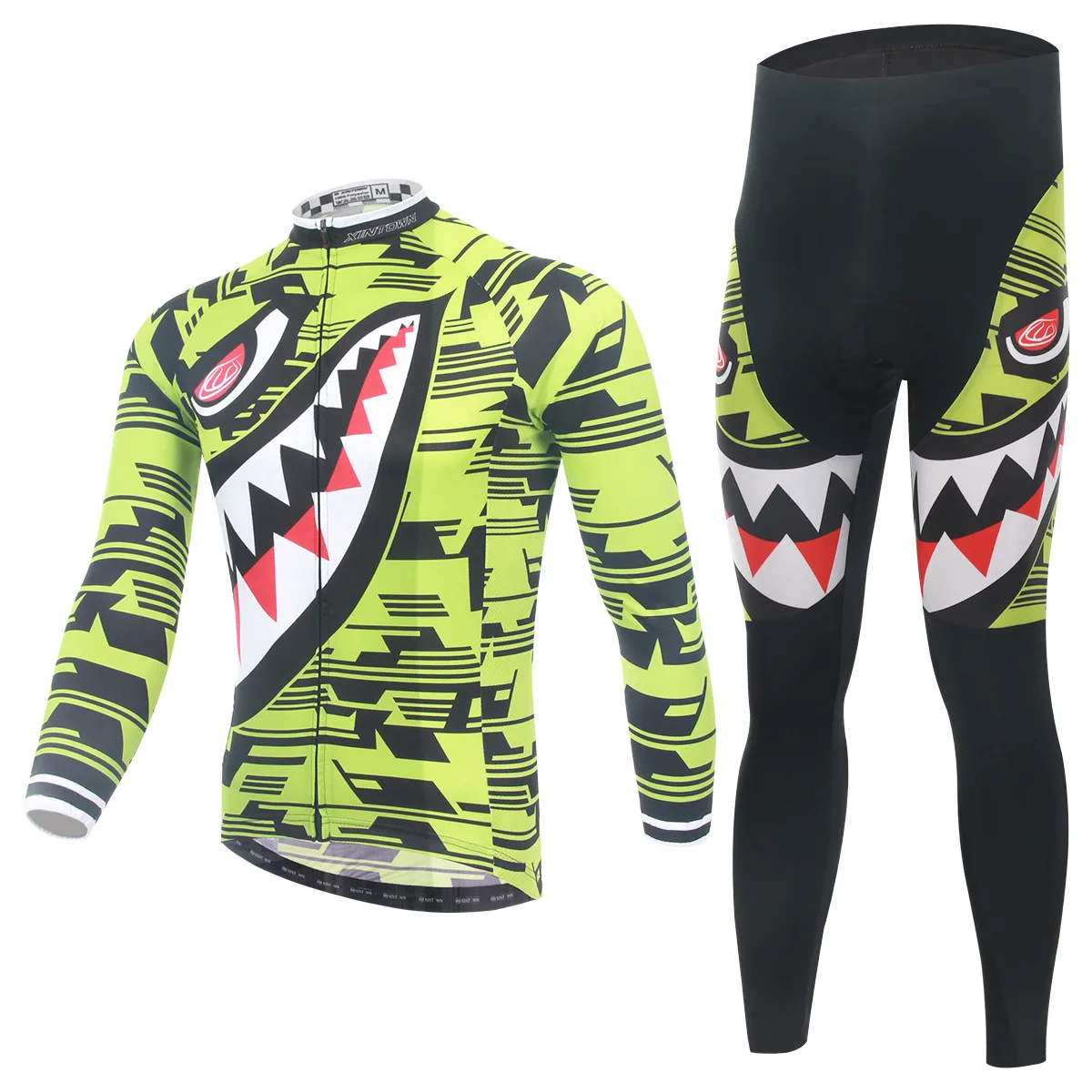 

Xintown Fluorescent Shark Riding Clothes Long-sleeve Suit Cyclist Coat Fleece Windproof Warm Feature Underwear