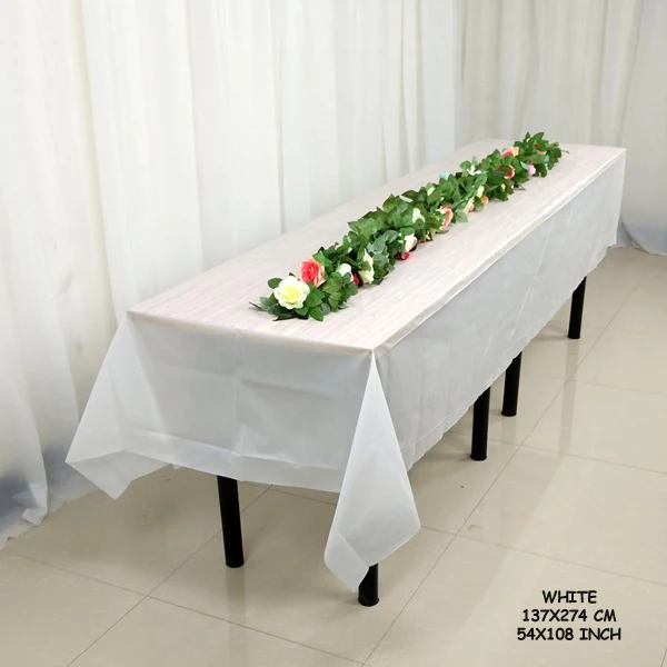 White Table Cover Одноразовый пластиковый стол, юбка, синий, розовый, покрытие стола, бумажный стаканчик, тарелка, соломинка, для дня рождения, вечеринки, свадьбы, фестиваля, украшение - Цвет: White Table Cover