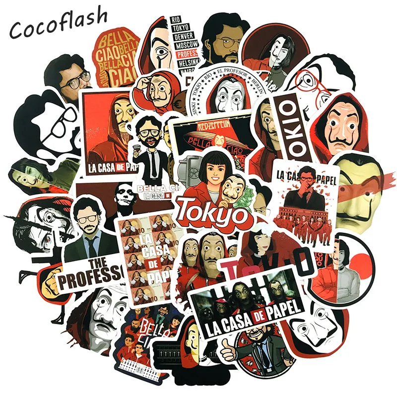 10/50PCS / Set TV Show Money Heist La Casa De Papel Sticker Waterproof To DIY Moto Car Laptop PC Suitcase Cool Stickers