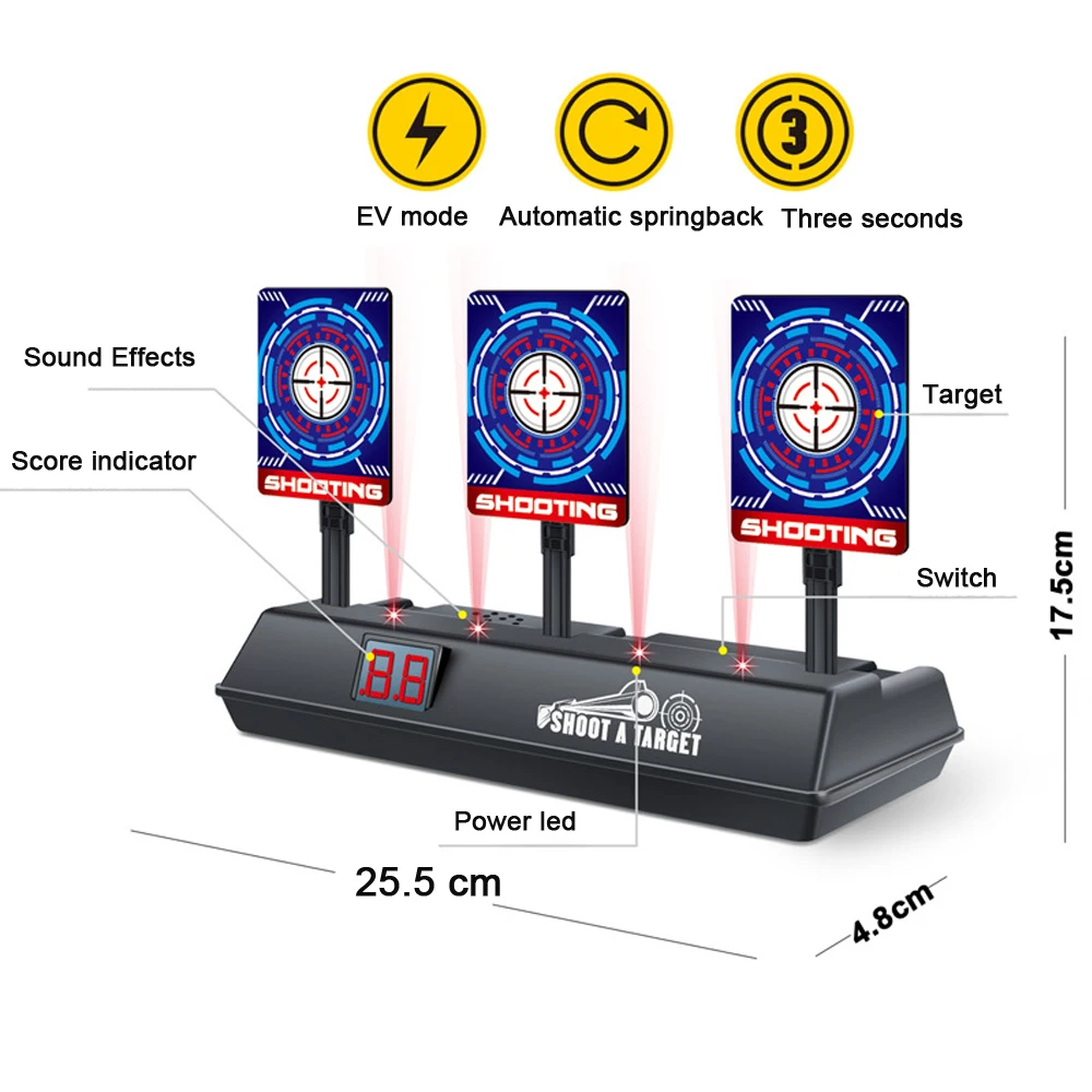 Электрическая мишень с автоматическим сбросом для игрушек Nerf бластера гелевые