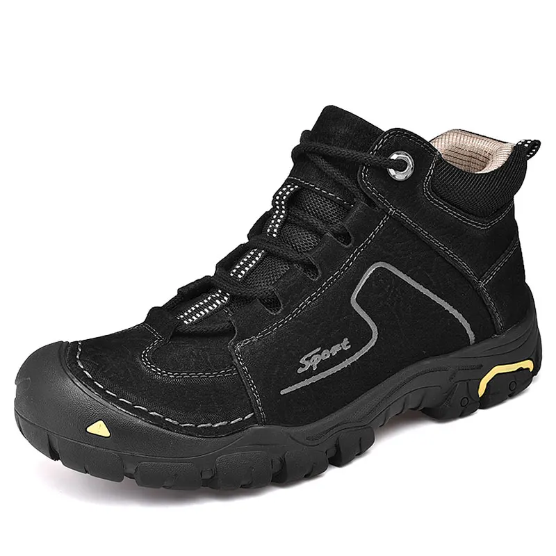 Hiking Shoes Men Winter Snow Shoes Comfortable First Layer Cowhide Leather Outdoor Men Hiking Casual Sneakers Boots Walk Shoes