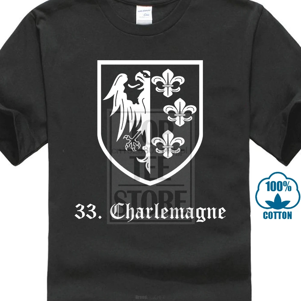 100% хлопок летние мужские топы футболки 33a Waffen Ss Charlemagne военные коллекционные на