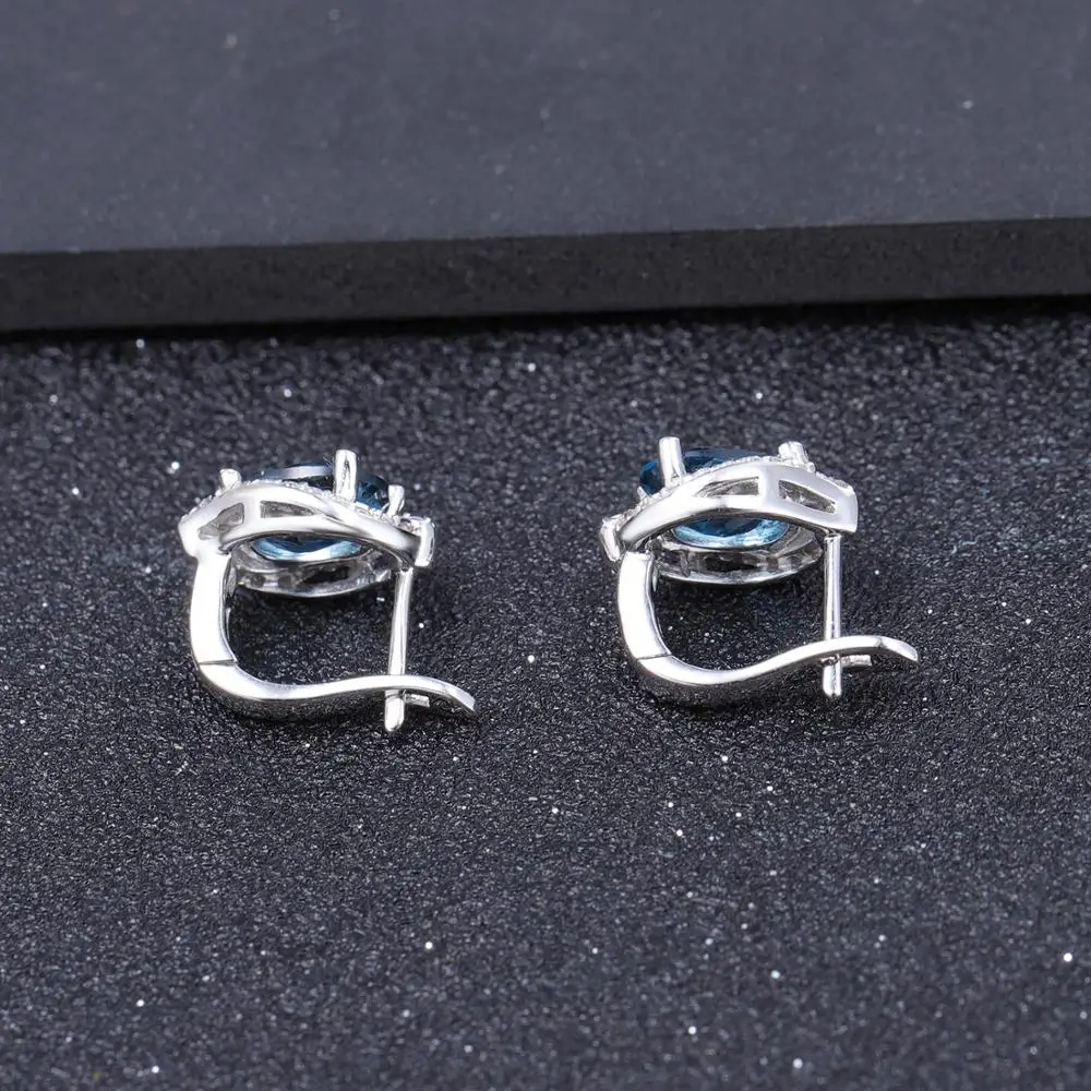 Gem's Ballet 3.15Ct Овальный натуральный Лондон Голубой топаз драгоценный камень серьги гвоздики 925 пробы серебро для женщин Свадебные ювелирные изделия