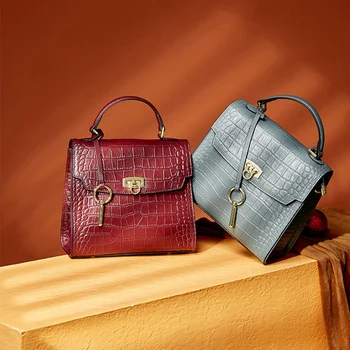 

High Quality Genuine Leather Thread Trendy Flap Bag Cross Body Bag Lady Bag Women's Shoulder Bag 2020 Black Lake Blue Burgundy