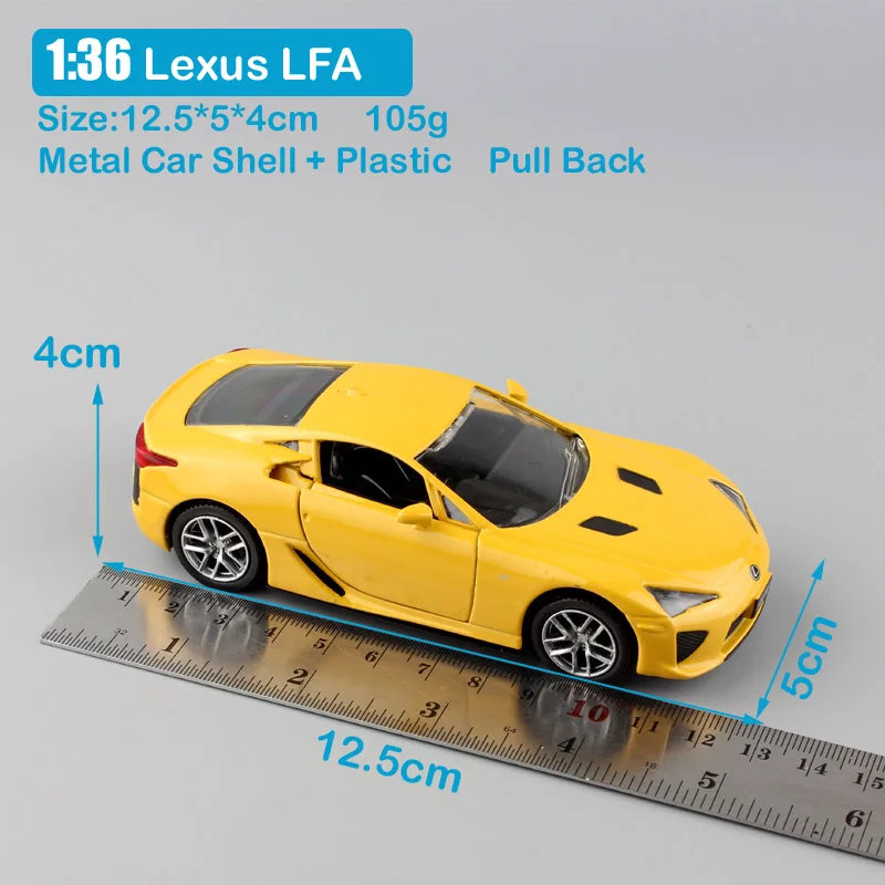 1/36 весы Малый automax Toyota lexus LFA спортивный автомобиль литые автомобили миниатюрный металлический оттягивающаяся назад модель игрушки Дети Мальчики Подарки - Цвет: Toyota Lexus LFA