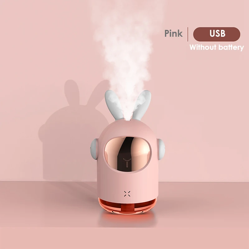 Pink USB Космический увлажнитель «кролик» Мини милый USB диффузор 500 мАч Настольный увлажнитель воздуха для дома офиса студенческого общежития креативный подарок - Цвет: Pink USB