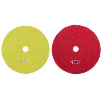 

2 Pcs 5 Inch 125Mm Wet Diamond Polishing Pads Marble Granite , Grits 400 & Grits 150