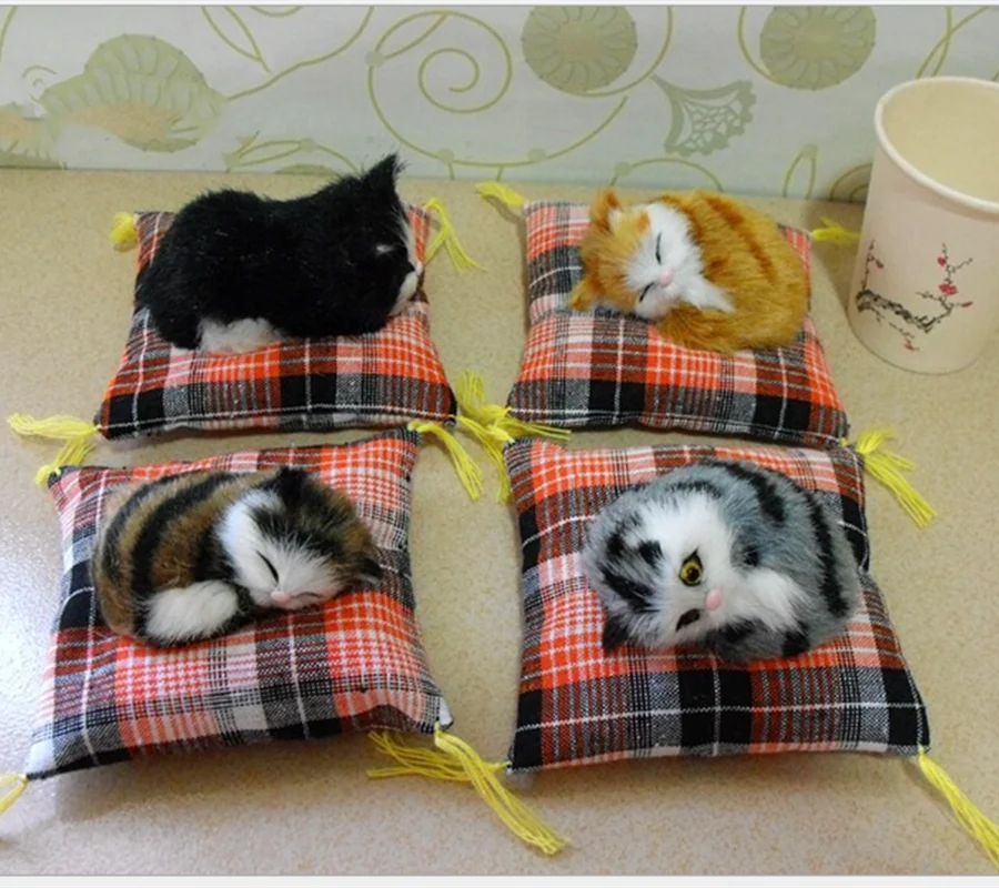 Simulation cat Handicrafts Art Home Decoration For Room Creative Woolen doll toy model cute cartoon souvenir custom gift Kids | Дом и сад